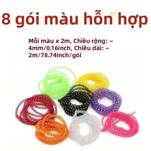 Bimoo 2M/Gói 4mm Flash Mesh Tube Chất Liệu Mylar Dùng Để Buộc Dây Câu - Phụ Kiện Mồi Câu Cá Bằng Kỹ Thuật Holographic Dành Cho Mồi Cá Nhỏ Mồi Cá Mập Mồi Câu Kiểu Streamer