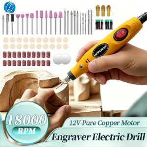 12V Mini Engraver Electric Drill Carving Pen 18000 RPM Variable Speed Rotary Tool Kit for Grinding and Polishing