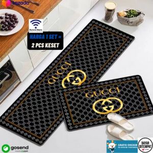 Keset Lantai Anti Slip Premium 2 in 1 - Dapatkan 2 Pcs Keset Dapur - Cocok untuk Dapur, Pintu, Kamar Mandi - Mudah Perawatannya (EXPORT)