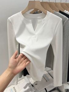 QIAOCHENXIAN | V-Neck Long Sleeve Slim-Fitting Tunic for Plus Size Women