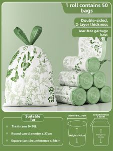 MANJIELI | Handy Tie No-Tear Artemisia-Scented Garbage Bags Large Extra-Thick
