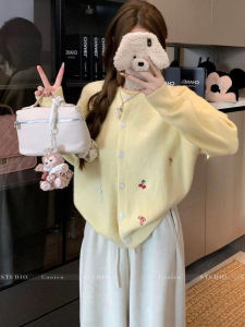 Áo Len Cardigan Dệt Kim Rộng Rãi Cổ Tròn Phong Cách Hàn Quốc Cho Nữ Mùa Xuân 2025 Áo Khoác Ngoài Thường Ngày Thoải Mái