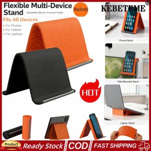 KEBETEME 2PCS 2026 New Portable Foldable Silicone Aluminum Phone Stand Flexible Bendable Silicone Desktop Tablet Laptop Stand Universal Multi-Angle Adjustable Phone Holder