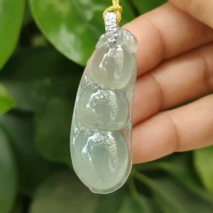 Crafted as Bean Pendant on Natural Type A Jadeite Jade certificate weighs 8.99 grams measurement 45.3 * 17.5 * 6.7 mm (pendant347 - #5)