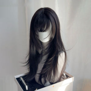 High-level long straight hair wig by Jun Arimura shoulder-length natural voluminous faux hair full headset