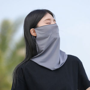 ZTOYL  ครีมกันแดด1ชิ้นผ้าคลุมหน้าผ้าพันคอป้องกันรังสียูวีฤดูร้อนสำหรับผู้หญิงผ้าพันคอสีทึบสำหรับกอล์ฟผ้าไอซ์ซิลค์คลุมหน้าและคอ