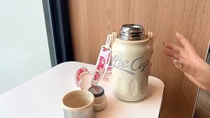 Bình Giữ Nhiệt Thể Thao 800ml Coffe Cup Siêu Xinh Có Dây Đeo Tiện Lợi