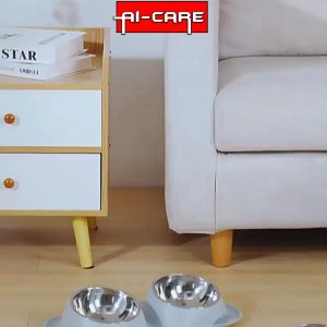 Pet Double Bowl Stainless Steel Anti-Food Leakage Bowl Detachable For Cat and Dogs Mangkuk Kucing