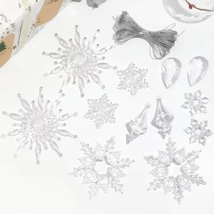 12/24Pcs Acrylic Snowflake Icicles Hanging Christmas Tree Decoration Pendant Ornaments for Home Decor New Year Party Supplies
