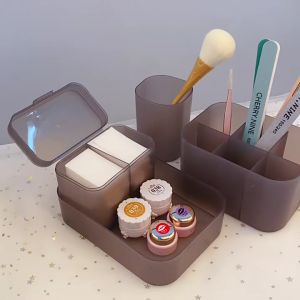 Japanese tool cotton box eyelash brush desktop organizer pen holder set manicure storage box日式桌面收纳盒5件套