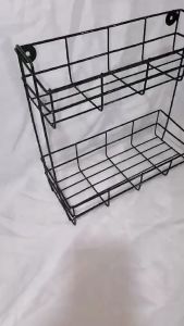 BR125 - 2 Layers 12 Inches Bathroom Organizer Shower Caddy Long Standing Wall-Mounted Rectangular Metal Kitchen Rack
