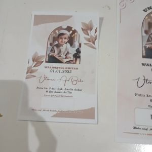 ISI 50 PCS COD Undangan Khitan / Khitanan 003 Kartu Ucapan Kertas Undangan Sunat / Sunatan Undangan Jimpitan 1 Lembar / Satu Lembar Undangan Bolak Balik Undangan Walimah / Syukuran / Pesta Nikah / Nikahan / Ultah