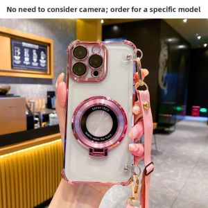 Honor 200 Series Silicone Phone Case with Lanyard Magnetic Absorption Transparent Full Cover Soft Shell Compatible with 80 90 pro Models