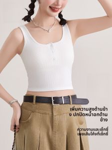 MiiOW | เสื้อกั๊กสั้นผู้หญิง MiiOW Cat Lady เสื้อคลุมกันหนาวแบบสวมหัวคอวีแขนกุดทรงเข้ารูปสำหรับใส่ในฤดูใบไม้ร่วง