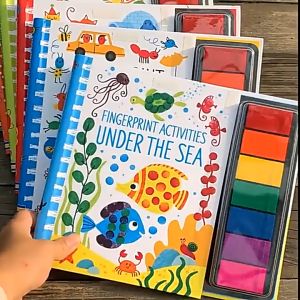 MALOTOYS - USBORNE RUBBER STAMP & FINGERPRINT Book Activities Bacaan Book Buku Cap Jari Education Anak Stempel Finger Paint Buku Aktivitas Malo Toys