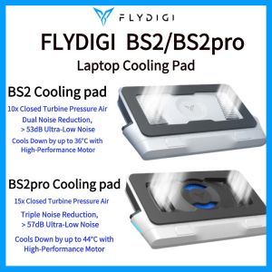 Flydigi BS2 BS2 Pro BS1 Laptop Cooling Pad Wind-Pressure Closed-Loop Turbo-Fan Dual Noise Reduction Intelligent Temperature Control 3-Angle Adjustable RGB Laptop Cooling Stand Wide Compatibility 15.6 inch-21 inch