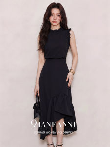 QFN | Trendy Luxurious Stylish Black Sleeveless Set Dress
