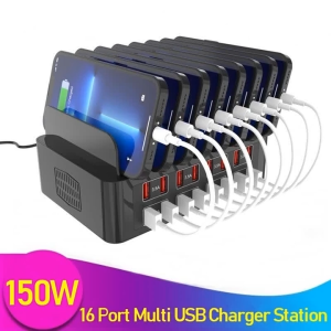 TIKA 150W Universal Multi USB Type C Fast Charger 16 Port 3.5A MAX Charging Station Stand For Ipad Iphone 17 16 Samsung Xiaomi Tablet
