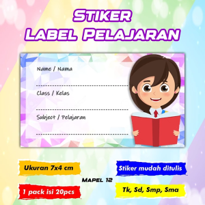 Stiker Label Buku Pelajaran Stiker Nama Buku Stiker Custom Nama Buku Pelajaran Sekolah Anak