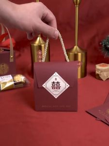 🔥【READY STOCK 现货】🔥 结婚伴手礼用品中式简约喜糖盒子手提批发婚礼创意喜字糖果袋 Wedding Gift Box