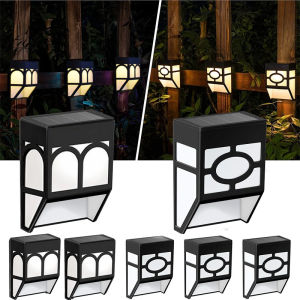 Solar Lights Outdoor Decorative RGB Solar LED Fence Lights Waterproof Solar Deck Lights Wireless for Deck Fence Patio