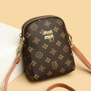 กระเป๋าสะพายไหล่ผู้หญิงแบบมินิ กระเป๋าใส่โทรศัพท์มือถือ หนังแท้ ทรงตั้ง กระเป๋าถือแบบลำลอง ปิดด้วยซิป ฤดูร้อน 2024