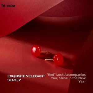 3COLOUR·S | Red Square Pearl Earrings Festive and Commute Style