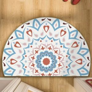 VIKAMA Semicircular Door Mat Round Rug Retro Carpet for Living Room Coil Entrance Doormat Bedroom Kitchen Foot Mats Decor