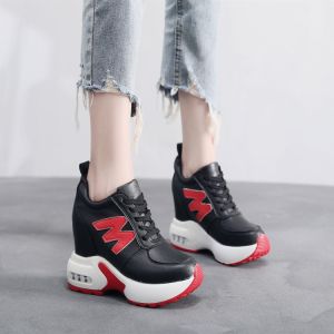 Spring Autumn Thick Bottom Invisible Heightening Pink Ultra High Heels 12cm Sports Shoes Slimming Versatile Womens Shoes Trendy