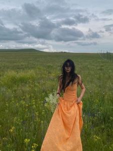 Pure Desire Holiday Style Dopaamine Orange Texture Embroidery Strap Long Dress Atmosphere Island Beach Skirt Womens Dress