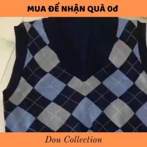 Áo Gile Họa Tiết Caro Vintage Áo Len Không Tay Cổ V Cá Tính Thời Trang Thu Đông - Mã TA002
