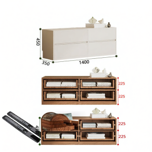 Modern Minimalist Storage TV Cabinet Cream Style Floor