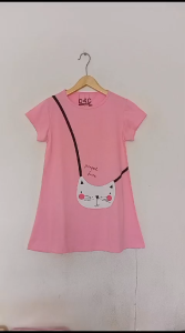 Dress Anak Perempuan D&C Rabbit Balet Navy / Head Cat Tas Pink /CNM Biru /BB  Pink Usia 1-10 tahun / Baju Anak Cewek / Daster Anak Cewek