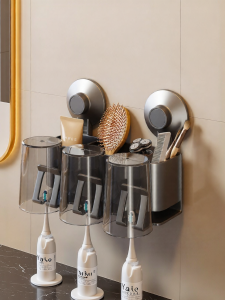 TAILI | Hole-free Toothbrush Organizer with Suction Cup Wall Mount