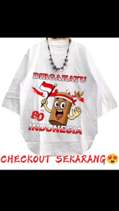 Setelan 17 Agustus Dewasa Jumbo Bhineka Set Bahan Kaos Katun Combed Mix Knit M L XL XXL Oneset Agustusan Wanita Kekinian Seragaman Hut RI Warna Merah Putih