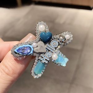 Shiny Summer Dopaamine Color Diamond Starfish Hair Clip Side Fringe Hair Card Luxury Elegant Hair Accessories for Women