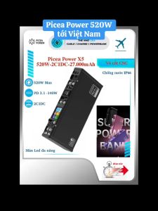 Sạc dự phòng Picea Power X5 520W 2C1DC 27000mAh PD 3.1 140W PPS 5A QC AFC SCP Vooc PE vỏ CNC IP66