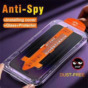 2Pcs ฟิล์มกระจกนิรภัยป้องกันสอดแนมการติดตั้งฝุ่นอัตโนมัติHD Clearปราศจากฟอง สําหรับ Huawei P50 P40 P30 Mate 30 Y7a Y6P Y9S Y9 Prime Honor 200 Smart Pro 90 Lite X5 Plus X5B Plus X6 X6S X8 5G X6A X6B X7 X7A X7B X7C