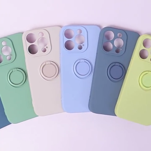 For Samsung Galaxy S25 S24 FE S23 Ultra S22 S21 S20 Plus Soft Liquid Silicone Stand Finger Bracket back Cover Phone Case