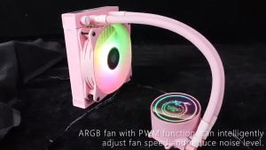 YGT CPU Liquid Cooler All in one With 5V 3Pin Aura Sync Pink ARGB Heatsink For PC Desktop Computer
