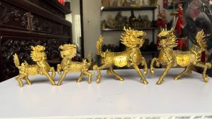 Đôi long mã bằng đồng phong thủy 2 cỡ: cao 11cm và cao 14cm