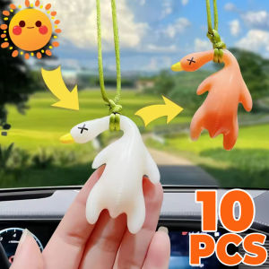 10 món vịt quay đổi màu vui nhộn mặt móc khóa xe hơi vịt đèn UV nhạy cảm keo mềm trang trí nội thất ô tô đồ trang trí treo
