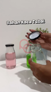 1 buah Botol Kaca minuman Jus / Botol ASI / Botol Kaca Tutup Stainless Silver