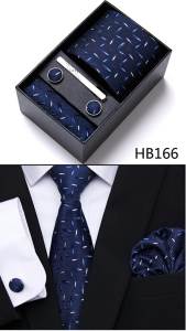 Tie For Men Festive Present Tie Handkerchief Cufflink Set Necktie Pocket Squares Purple Holiday Gift Box For Wedding Business