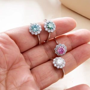 1.0 carat flower shape moissantie ring for charm lady Solid 925 Sterling Silver Certified Wedding Eternity Luxury Female Gift
