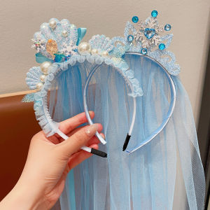 Princess Elsa Wedding Veil Girls Hairband Fairy Tale Magic Wand Headband Super Fairy Tassel Hairpin Cute Girl Ice Queen Accessory
