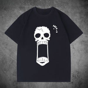 Bandai | ONE PIECE Animation Derivatives Straw Hat Crew BROOK Printed Short Sleeve T-shirt Mens Womens Fashion Loose Cotton Casual Top