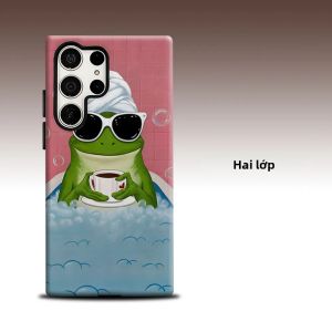 Ốp Điện Thoại Thời Trang Cao Cấp Hai Lớp Spa Coffee Frog Mural Dành Cho Samsung Galaxy S26 S25 S24 A56 A36 - Chống Sốc Chống Xước Chất Liệu TPU + PC