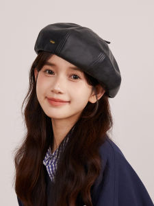 Korean Style Large Cap Top Leather Beret Hat & Small Artist Pumpkin Fashion Retro Caprice Bud Hat Casual Leisure