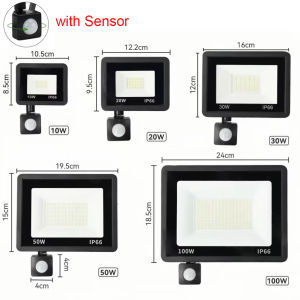 LED FloodLight PIR Motion Sensor Waterproof Outdoor Wall Light Led Spotlight 100W 50W 30W 20W 10W For Garden Street Lighting
